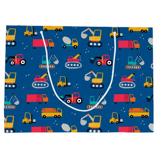 Cute Construction Movers Pattern Groot Cadeauzakje (Achterkant)