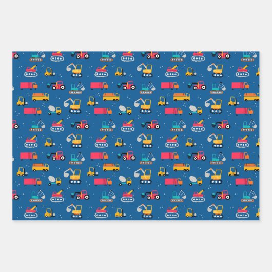 Cute Construction Movers Pattern Inpakpapier Vel (Voorkant)