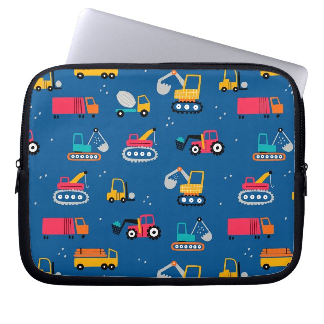 Cute Construction Movers Pattern Laptop Sleeve (Voorkant)