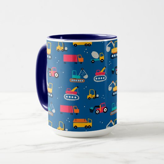 Cute Construction Movers Pattern Mok (Voorkant links)