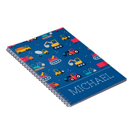 Cute Construction Movers Pattern Notitieboek (Rechterzijde)