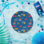 Cute Construction Movers Pattern Papieren Bordje (Feest)