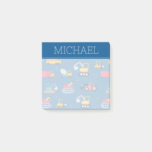 Cute Construction Movers Pattern Post-it® Notes (Voorkant)