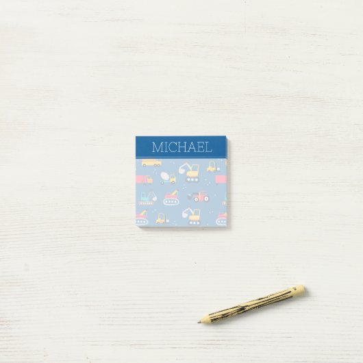 Cute Construction Movers Pattern Post-it® Notes (Op bureau)