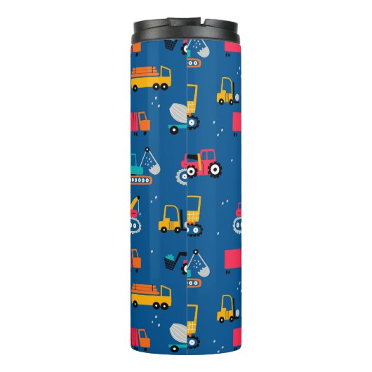 Cute Construction Movers Pattern Thermosbeker (Achterkant)