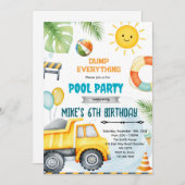 Cute construction pool theme invitation (Devant / Derrière)