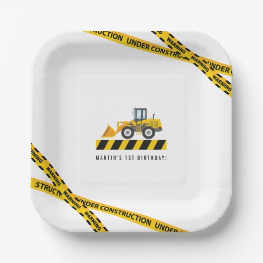 Cute Construction Trucks Party Favors Tableware Papieren Bordje (Voorkant)