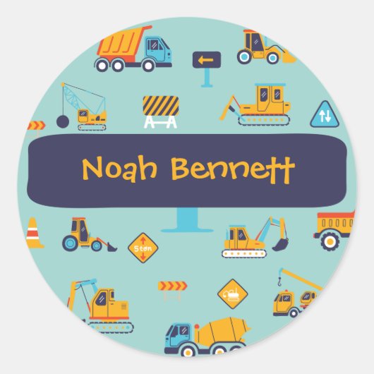 Cute Construction Vehicle Stickers for Boys (Voorkant)