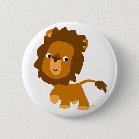 Cute Content Cartoon Lion Button Badge (Voorkant)