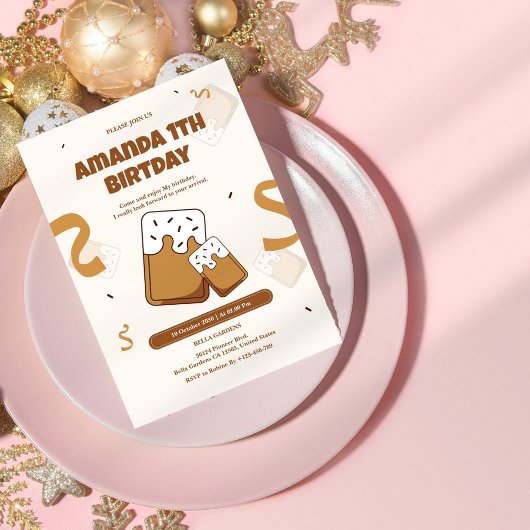 Cute Cookie à thème 1er anniversaire Invitation