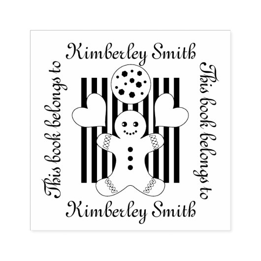Cute Cookie Gingerbrood Man Cartoon Kinder Bookpla Rubberstempel (Afrduk)