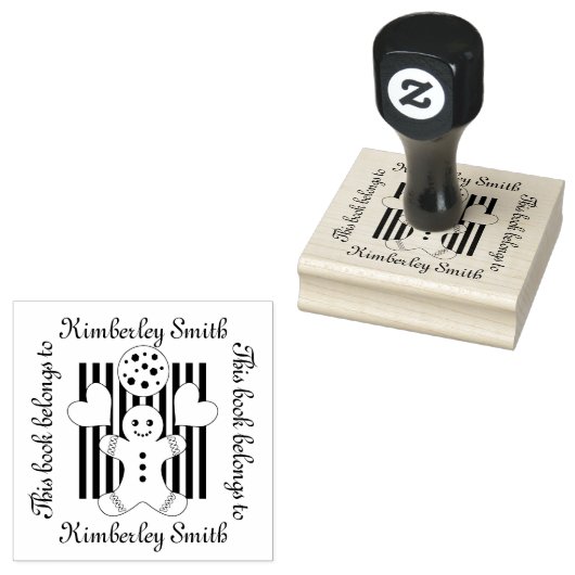 Cute Cookie Gingerbrood Man Cartoon Kinder Bookpla Rubberstempel (Gestempeld)