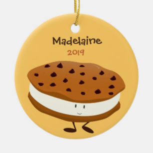 Cute Cookie Sandwich met naam en jaar Versiering Keramisch Ornament
