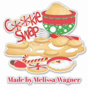 Cute cookie swap add name cookie tin of box sticker