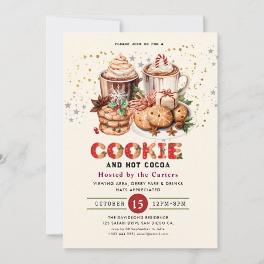 Cute Cookies et cacao Fête Invitation (Devant)