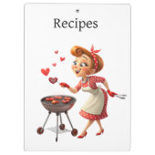 Cute Cooking Love Red Hearts Clipboard Klembord (Achterkant)