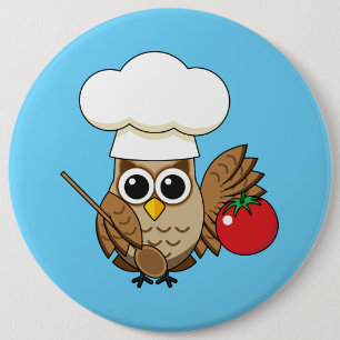 Cute Cooking Owl Cartoon Ronde Button 6,0 Cm