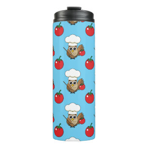 Cute Cooking Owl Cartoon Thermosbeker