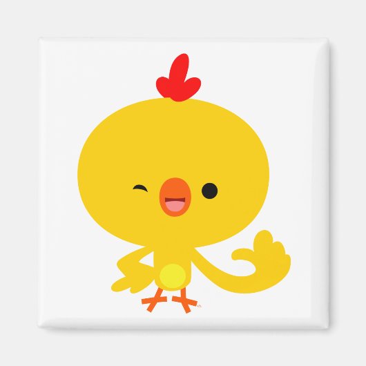 Cute Cool Cartoon Chicken Magnet Magneet (Voorkant)