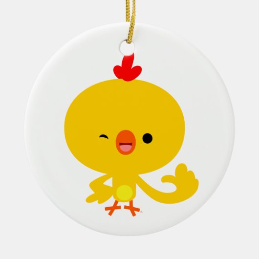Cute Cool Cartoon Chicken Ornament (Voorkant)