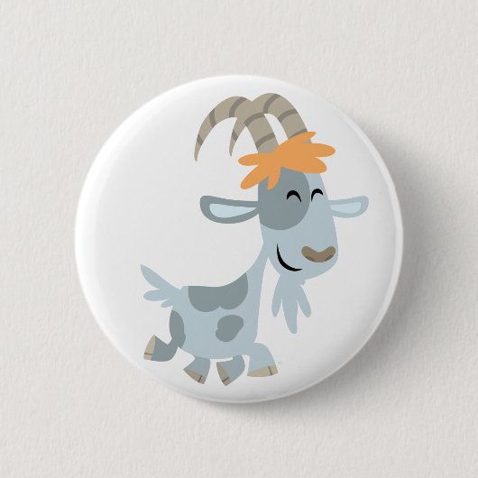 Cute Cool Cartoon Goat Button Badge (Voorkant)