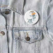 Cute Cool Cartoon Goat Button Badge (In situ)
