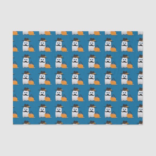 Cute Cool funny Halloween ghost moustache pattern Tissuepapier (Voorkant)