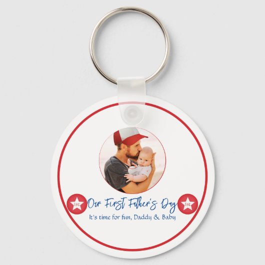 Cute Cool Modern New Dad First Fathers Day Sleutelhanger (Voorkant)