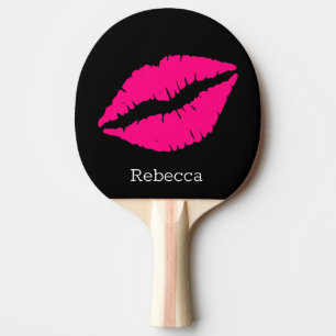 Cute Cool Pink Lip Monogrammed Tafeltennisbatje