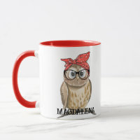 Cute Cool Rockabilly Owl in bril en Red Bandana