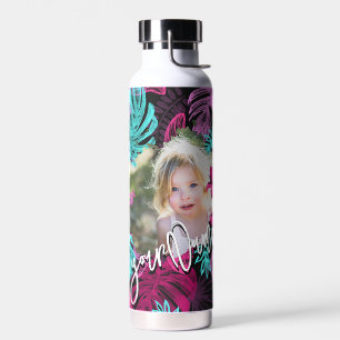 Cute Cool Tropical Aangepaste foto- en scripttek Waterfles