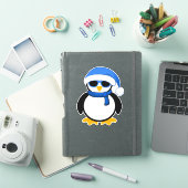 Cute coole pinguïn kerstwinterblauwe kerstkerstker sticker (iPad Cover)