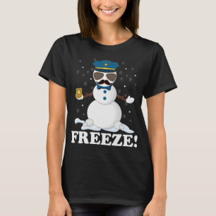 Cute Cop Snowman bevrieste de grappige kerstman va T-shirt