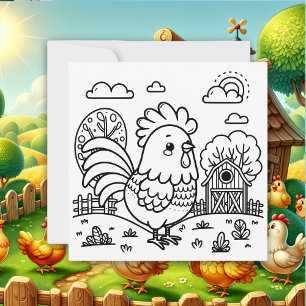 Cute coq sur une ferme Carte pour notes Color Me