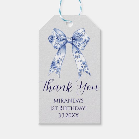 Cute Coquette Blue  Bow Personalized Gift From Cadeaulabel (Voorkant)