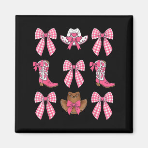 Cute Coquette Boog Roze Cowgirl Laarzen En Hats Co Magneet