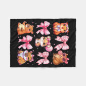 Cute Coquette Bow Capybara Pajamas Pjs Clothes Gir Fleece Deken (Voorkant (Horizontaal))