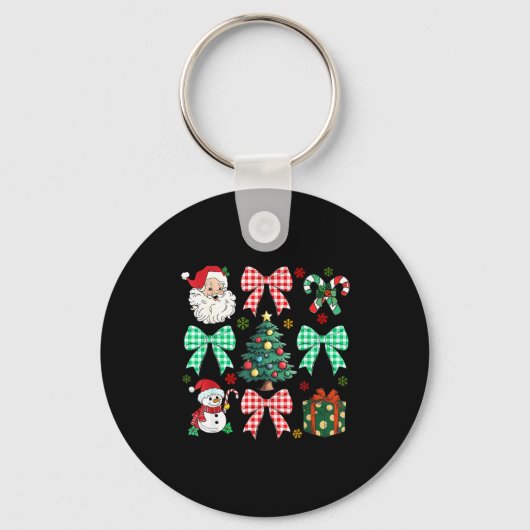 Cute Coquette Bow Christmas Tree Santa Gingerbread Sleutelhanger (Voorkant)
