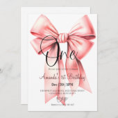 Cute Coquette Bow Invitation Anniversaire (Devant / Derrière)