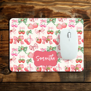 Cute Coquette esthetische meisjesachtige aardbeien Muismat