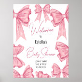 Cute Coquette Rose Bow Baby shower Affiche de bien (Devant)