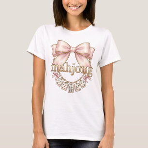 Cute Coquette Roze Strikkend Mahjong Bedeltje Dame T-shirt