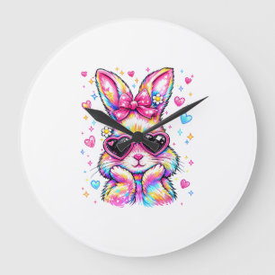 Cute Coquette Tie Dye Konijn Paashaas Vrouwen T-sh Grote Klok