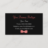 Cute Coral Pink en Black Zebra Print Bow Visitekaartje (Achterkant)