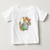 Cute Corella parrot in tropische bloemen Baby Body