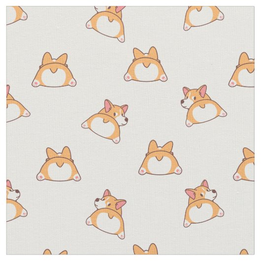 Cute Corgi Behinds Pattern Stof (Close Up)