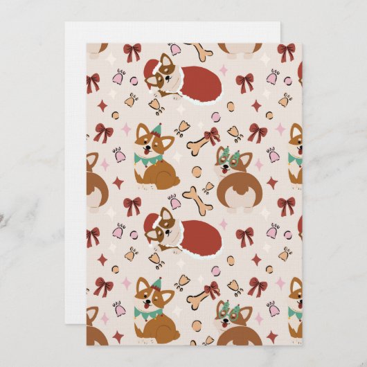 Cute Corgi Christmas Holiday Seamless Pattern Kaart (Voorkant / Achterkant)