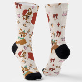 Cute Corgi Christmas Holiday Seamless Pattern Sokken (Gebogen)