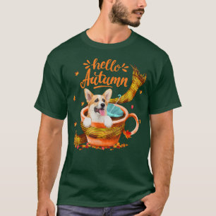 Cute Corgi Coffee Hallo herfst T-shirt