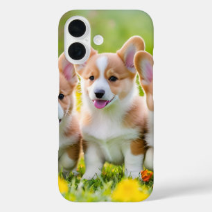 Cute Corgi die in de gras speelt iPhone 16 Hoesje